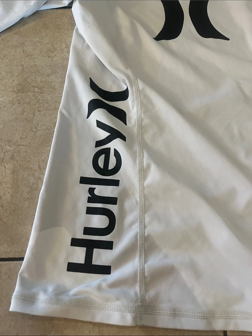Hurley White Long Sleeve Swim Top with Black Logo